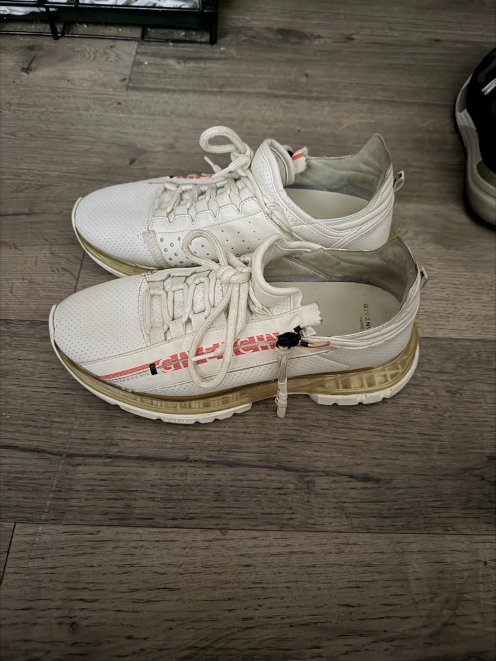 Givenchy White Leather Sneakers with Red Accent